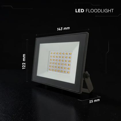 V-TAC Faro LED SMD 30W Slim E-Series con Driver Integrato Nero 4000K IP65