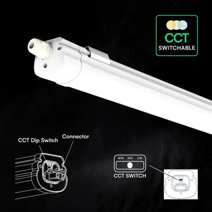 V-TAC Plafoniera LED Impermeabile 36W 120LM/W G-Series 120cm Bianca CCT IP65