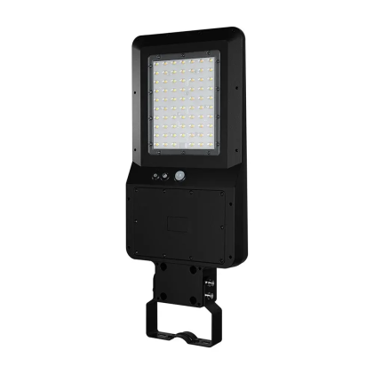 V-TAC Armatura Stradale LED 40W 150LM/W con Pannello Solare PIR Telecomando Nera CCT IP65