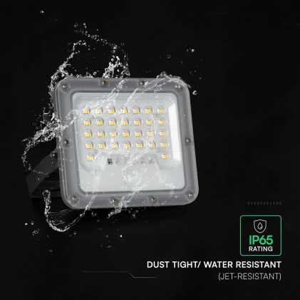 V-TAC Faro LED Solare 10W con Telecomando e Sensore PIR LED Sostituibili Grigio 6000K IP65