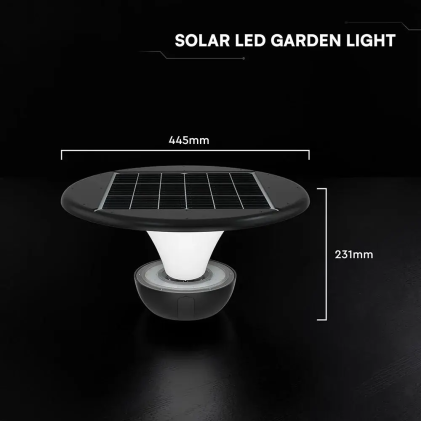 V-TAC Lampada LED Solare da Giardino 20W per Paletto 60mm con Telecomando Nera CCT IP65