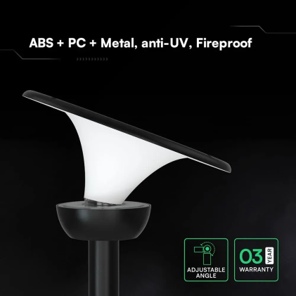 V-TAC Lampada LED Solare da Giardino 20W per Paletto 60mm con Telecomando Nera CCT IP65