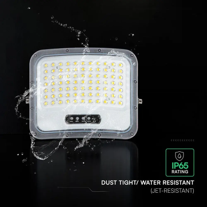 V-TAC Faro LED Solare 12W con Telecomando Cavo 5m Nero CCT Dimmerabile IP65