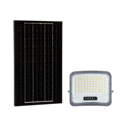 V-TAC Faro LED Solare 12W con Telecomando Cavo 5m Nero CCT Dimmerabile IP65