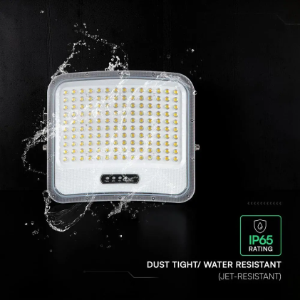 V-TAC Faro LED Solare 25W con Telecomando Cavo 5m Nero CCT Dimmerabile IP65