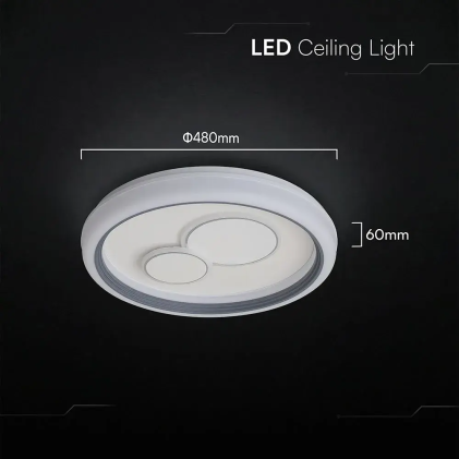 V-TAC Lampadario LED 60W Rotondo Decorativo con Telecomando RF Bianco/Grigio CCT Dimmerabile