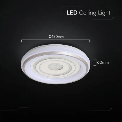 V-TAC Lampadario LED 60W Rotondo Decorativo con Telecomando RF Bianco CCT Dimmerabile