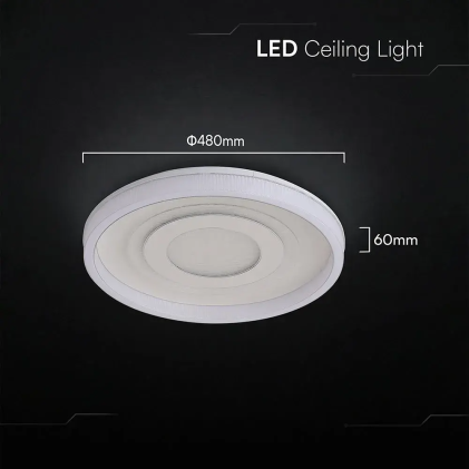 V-TAC Lampadario LED 80W Rotondo Decorativo con Telecomando RF Bianco CCT Dimmerabile