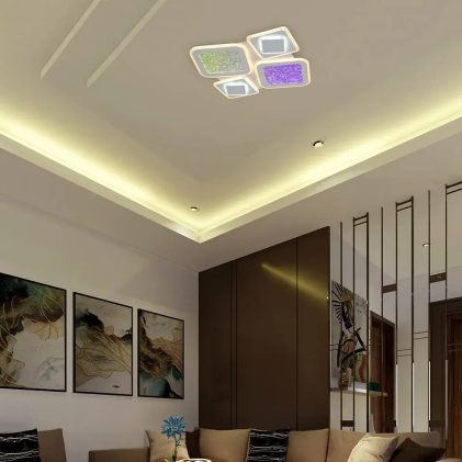 V-TAC Lampadario LED 80W Quadrato Decorativo con Telecomando IR Bianco CCT Dimmerabile