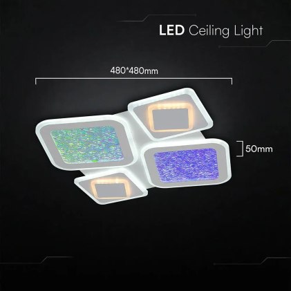 V-TAC Lampadario LED 80W Quadrato Decorativo con Telecomando IR Bianco CCT Dimmerabile