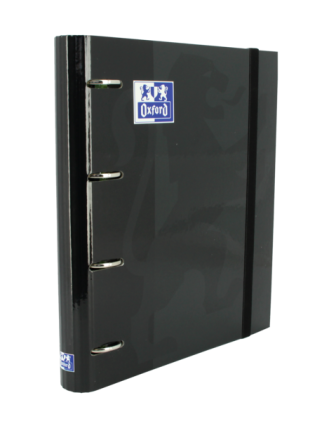 Raccoglitore ad anelli Oxford Europeanbinder Classic A4+ con griglia di ricambio 5x5 - Copertina extra rigida - Chiusura ad elastico - Colore nero