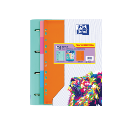 Cartella Oxford Europeanbinder Touch formato A4+ con ricarica + divisori + busta in plastica multiforo - Ideale per organizzare documenti - Colori pastello casuali