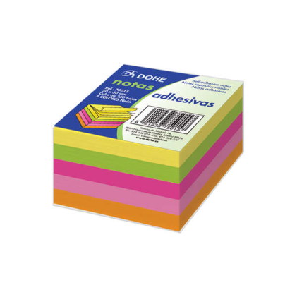 Cubo Dohe da 250 foglietti riposizionabili 50x50mm - 50 foglietti per colore - Ideale per ufficio e scuola - Colori neon