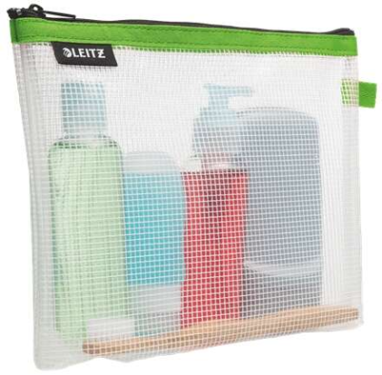 Borsa da trasporto Leitz WOW resistente all'acqua - Dimensioni 170x6x240 mm - Materiale EVA, lavabile e resistente - Chiusura con cerniera - Colore verde/trasparente