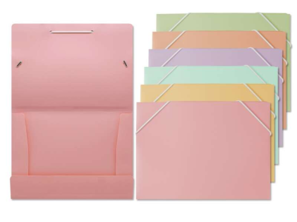 Cartella Bismark con alette A5 - Polipropilene - Chiusura in Gomma - Colori Pastello Assortiti