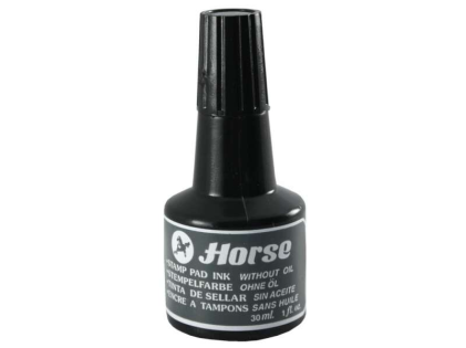 Flacone di inchiostro Horse per tampone da 30 ml - Senza olio - Colore Nero