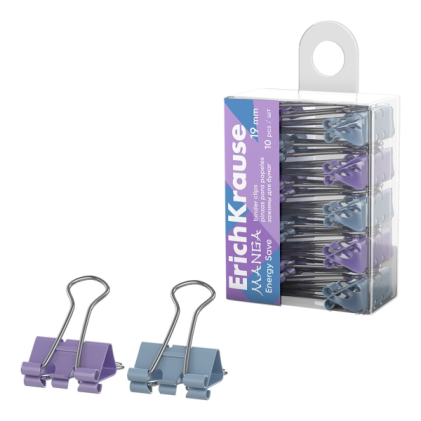 ErichKrause Confezione da 10 graffette a risparmio energetico per manga - Larghezza 19 mm - Metallo - Contiene fino a 80 fogli - Colori assortiti