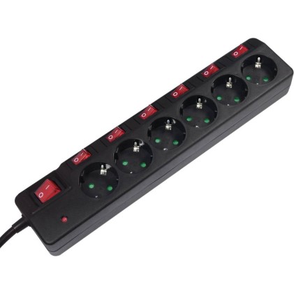 LogiLink LPS233 Multipresa con protezione da sovratensioni 6 scomparti Nero Schuko 1 pz.