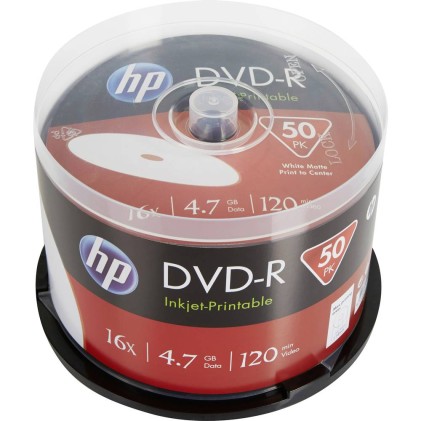 HP DME00025WIP DVD-R 4.7GB/120Min/16x Cakebox (50 Disc)