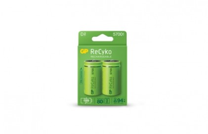 GP ReCyko Confezione da 2 batterie ricaricabili 5700mAh D 1.2V - Pre-caricate - Ciclo di vita: fino a 1000 volte