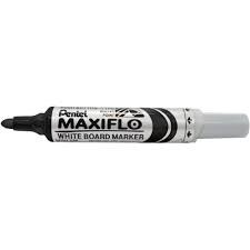 Pennarello per lavagna bianca Pentel Maxiflo - Regolazione flusso inchiostro - Punta tonda - Spessore tratto 2,5 mm - 50% materiali riciclati - Colore nero
