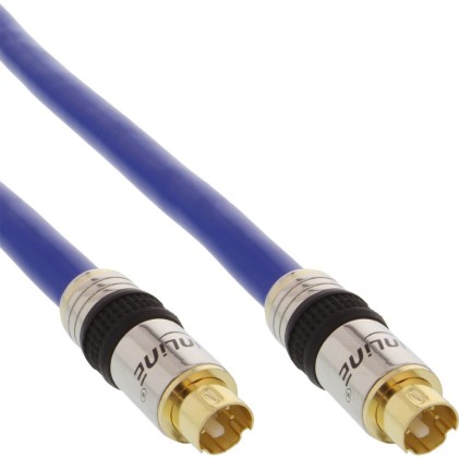 InLine Cavo S-VHS, Mini DIN 4pin maschio a Mini DIN 4pin maschio, 15m, PREMIUM, pin dorati, blu