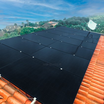 V-TAC Italia KIT Fotovoltaico Monofase 3kW con Inverter Ibrido, 9 Moduli SUNPRO TIER1 410W Full Black senza Accumulo