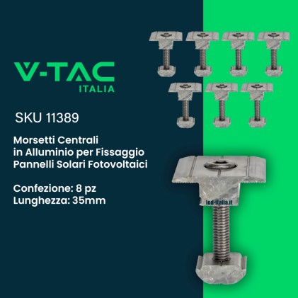 V-TAC Italia Kit Struttura in Alluminio per montaggio 10 Pannelli Fotovoltaici 35mm per installazione su Tetto Piano con Inclinazione Variabile