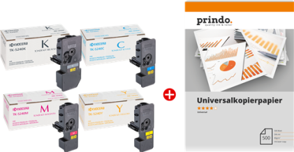 ORIGINALE Kyocera Value Pack nero / ciano / magenta / giallo TK-5240 MCVP 02 + Prindo Universal Papier 500 fogli