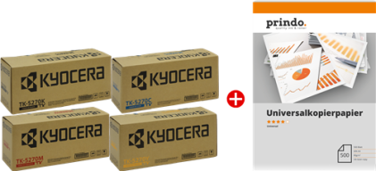 ORIGINALE Kyocera Value Pack nero / ciano / magenta / giallo TK-5270 MCVP 01 + Prindo Universal Papier 500 fogli