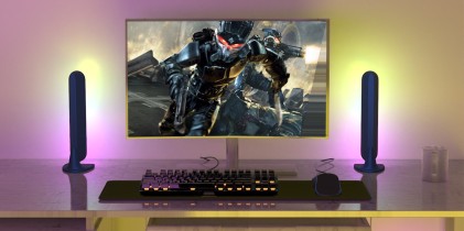 Coppia Luci Ambientali Pilotabili Con Google Assistant, Alexa, Siri Wireless/Bluetooth Con Telecomando