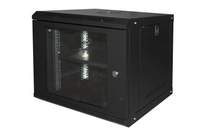 Armadio Rack 19" 9U Link Serie Light Colore Nero Con Porta Vetro (Axpxl) Mm 450X400X530 Ripiano Incluso