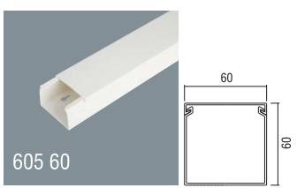 Canalina Passacavi In Pvc Mm 60X60 Mt 2 Con Coperchio Scorrevole Bianco