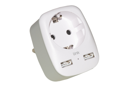 Adattatore Multipresa Da Muro Spina Italiana 10A Con 2 Porte Usb E Una Presa 2 Poli