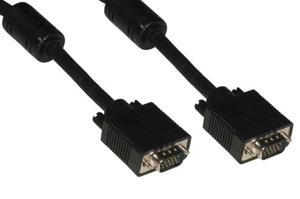 Cavo Vga Monitor 15 Poli Maschio/Maschio Mt 3 Con Ferrite Con 15 Fili Collegati Colore Nero