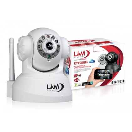 Telecamera IP Wireless LKM&Acirc; Camera Videosorveglianza Wifi Motorizzata Pan Tilt Interno I/o Colore Bianco Connettore I/O P2P QRCode
