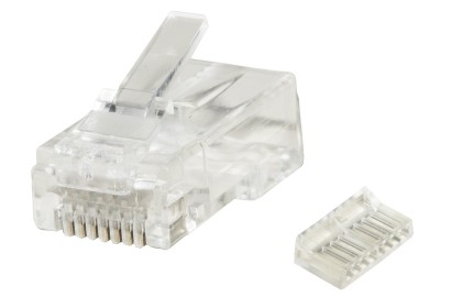 Confezione 10 Plug Rj45 8/8 Per Cavo Rete Cat.6A 23Awg Solido/Flessibile Con Inseritori