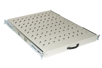 Ripiano Universale Per Armadio Rack Estraibile Su Binari Telescopici 1 Unita&#39; Grigio 370 Mm.