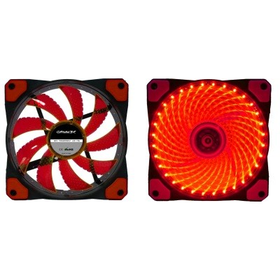 VENTOLA 12 VOLT MM. 120X120 TRASPARENTE 32 LED LUCE ROSSA CONNETTORE 3+4 POLI