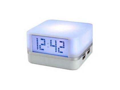 USB 2.0 Hub 4 porte illuminato con orologio