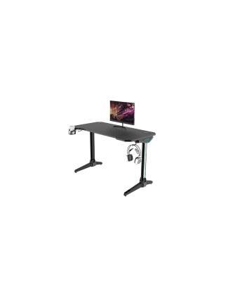 Muvip PRO600 Tavolo da Gioco in Fibra di Carbonio - Illuminazione RGB - Portabicchieri - Gancio per Cuffie - Gambe con Laterale in Alluminio - Misure 113x60x75cm