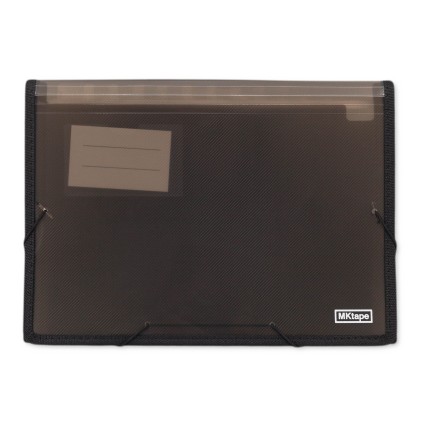 Cartella porta documenti a soffietto MKtape - 13 tasche interne - Formato A4 - Chiusura in gomma - Colore nero