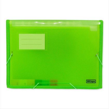 Cartella porta documenti a soffietto MKtape - 13 tasche interne - Formato A4 - Chiusura in gomma - Colore verde