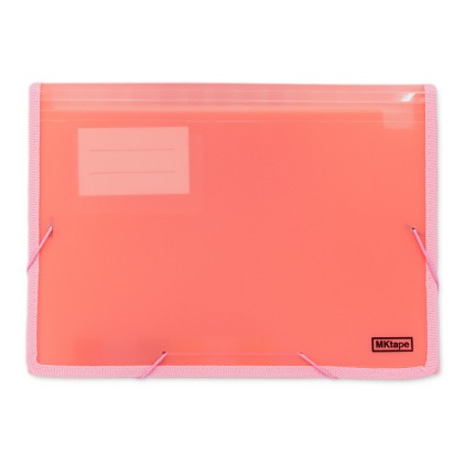 Cartella porta documenti a soffietto MKtape - 13 tasche interne - Formato A4 - Chiusura in gomma - Colore corallo