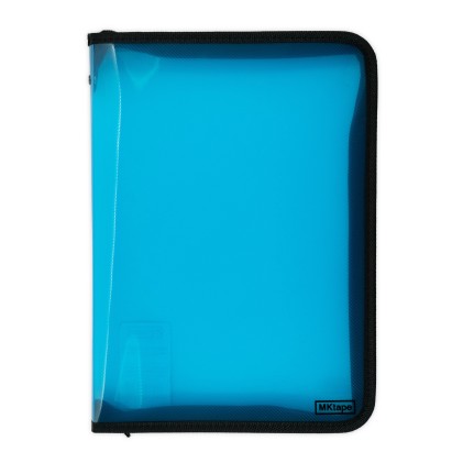 Cartella portadocumenti con zip in plastica MKtape - Dimensioni foglio - Colore blu