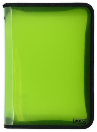 Cartella portadocumenti con zip in plastica MKtape - Dimensioni foglio - Colore verde