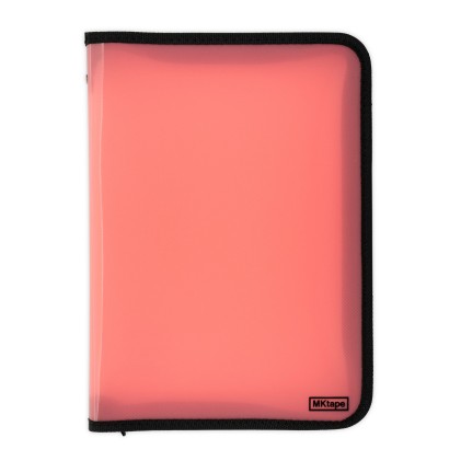 Cartella portadocumenti con zip in plastica MKtape - Formato Folio - Colore corallo