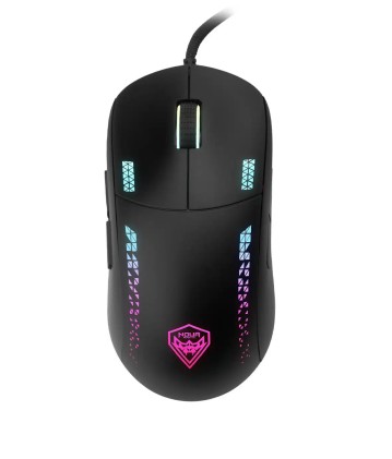 Noua Mouse Gaming Loop Cavo Usb Nero E Grafiche Rosa/Azzurro 9 Pulsanti