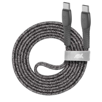 Cavo Ricarica Piatto In Nylon Resistente Type-C / Type-C 1,2M Grigio