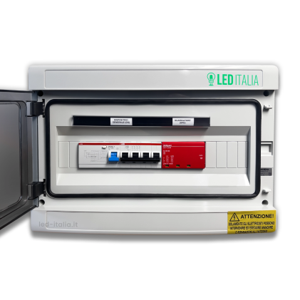 Quadro Ac Trifase 10Kw - 20A 400V Centralino Ip65 8 Moduli Versione Con Interruttore Magnetotermico Differenziale + Scaricatore Abb / Dehn